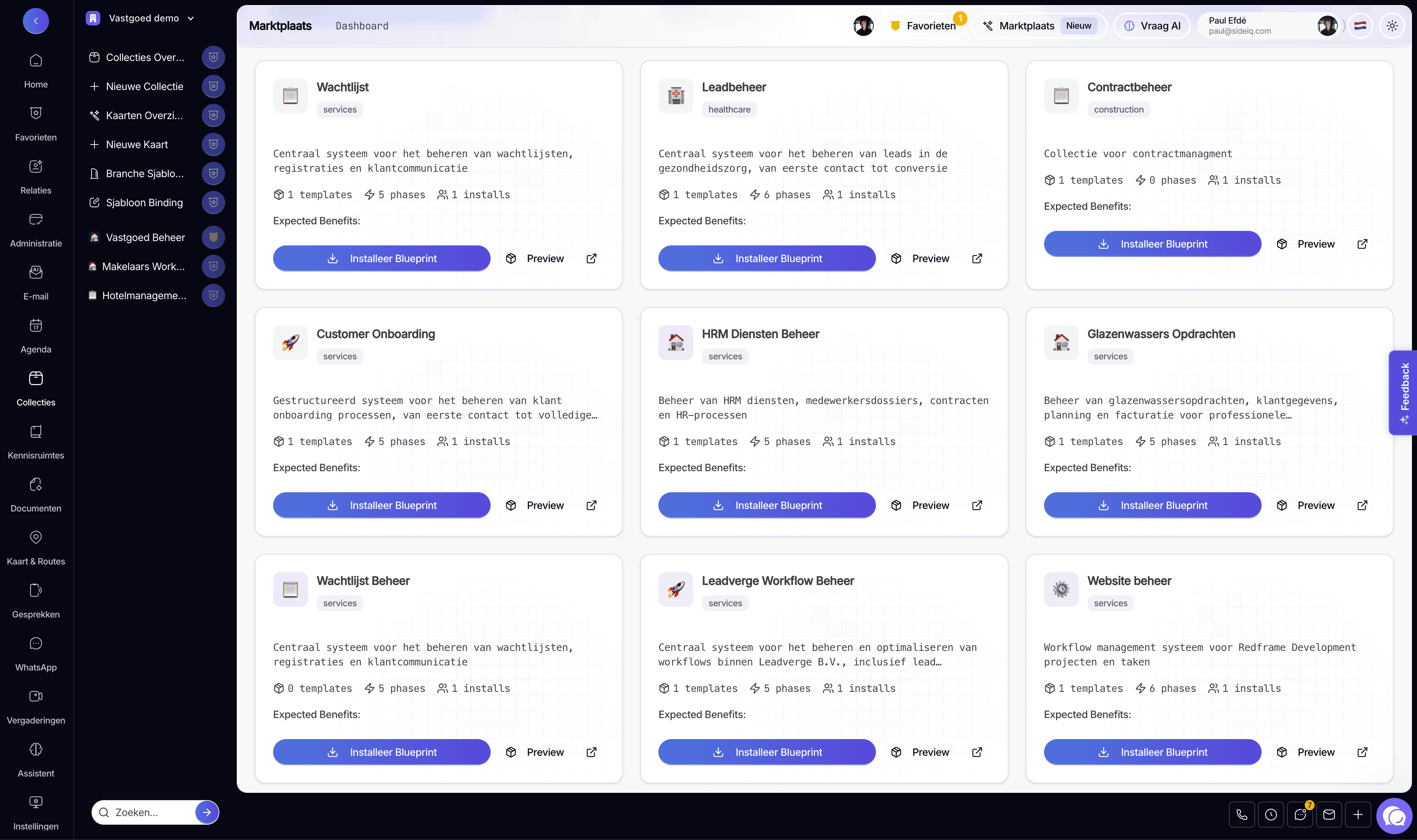 SideIQ Applicatie Screenshot